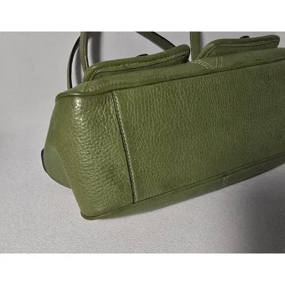 Fossil Satchel Purse Tote Green Leather Top Handles Buckle Pockets Doctors Bag - Picture 10 of 14